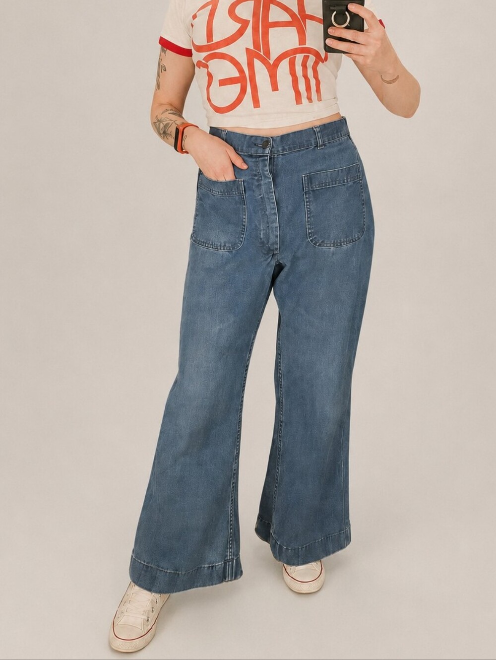 VTG Navy Blue Denim Sailor Jeans 30 Waist